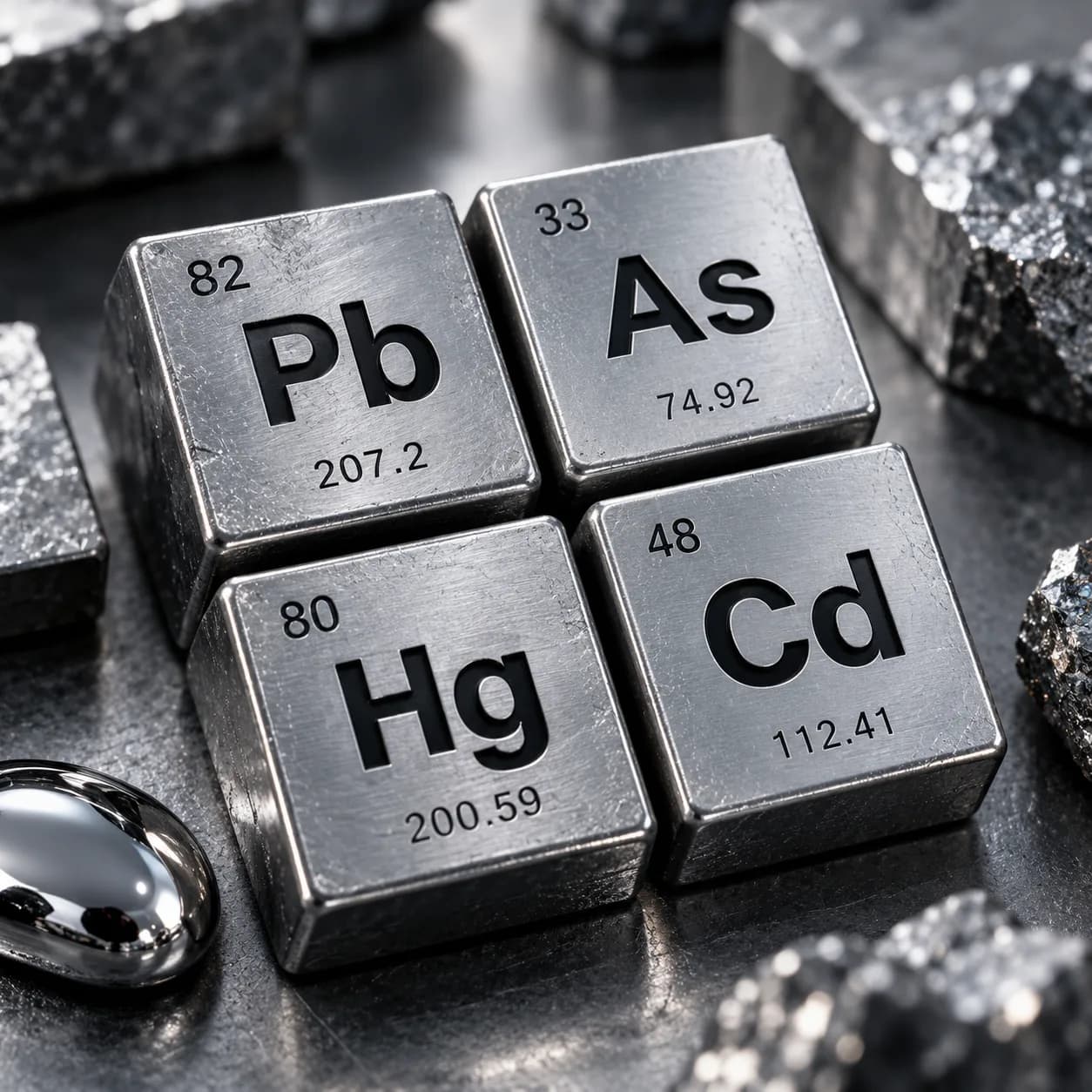 Metal element blocks for lead, arsenic, mercury and cadmium
