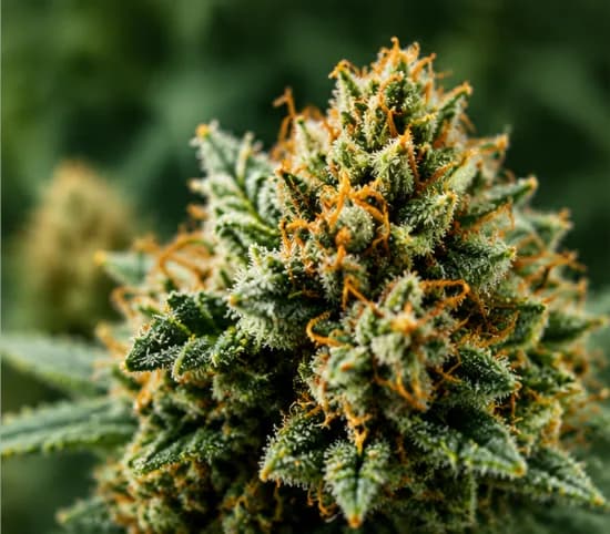 A cannabis flower in a laboratory dish