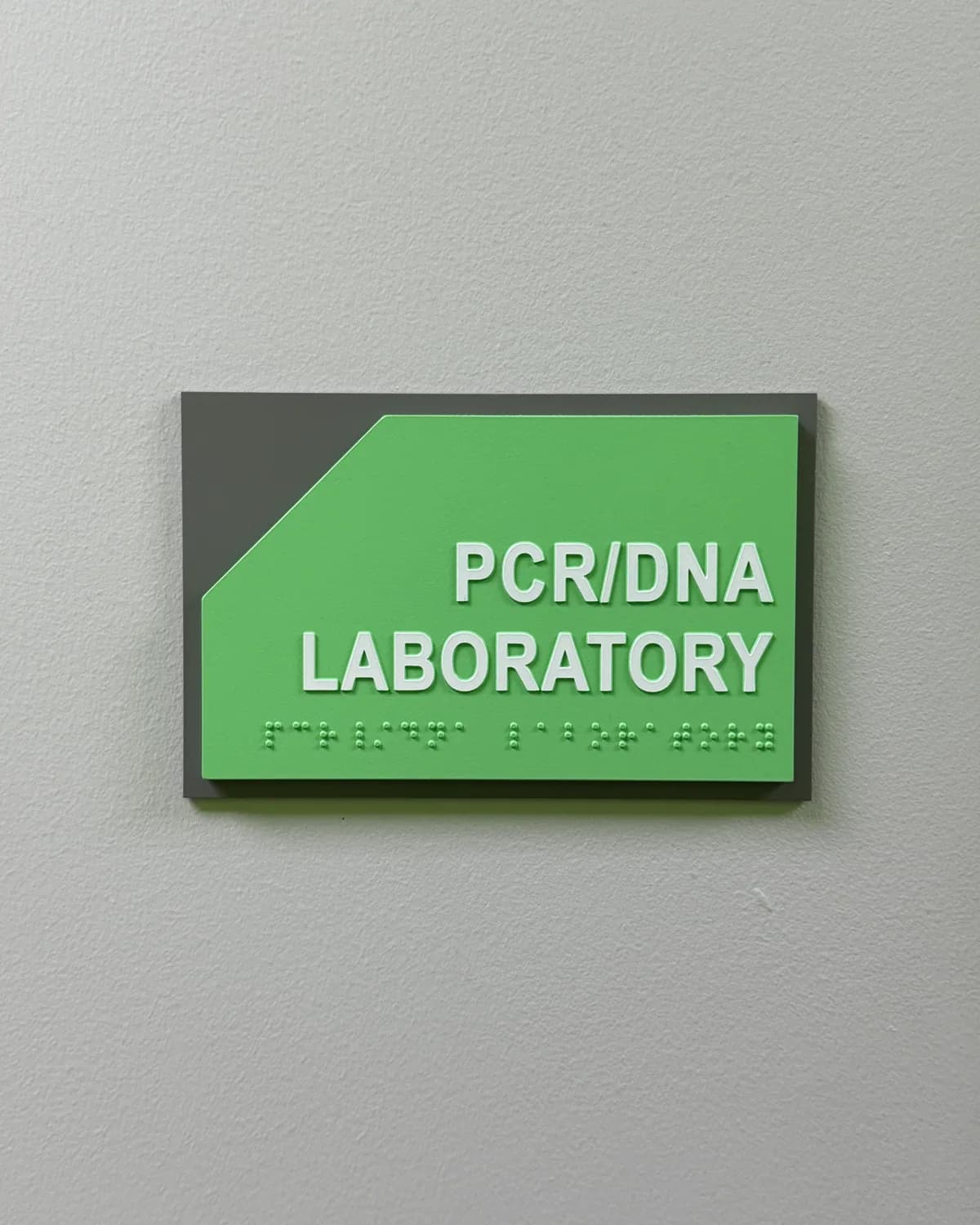 The door sign of the PCR and DNA laboratory